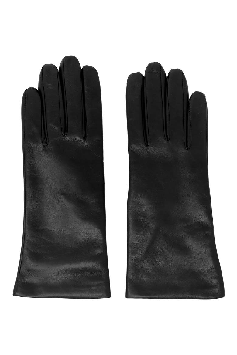 Women's Cashmere Lined Lambskin Leather Gloves, Alternate, color, BLACK