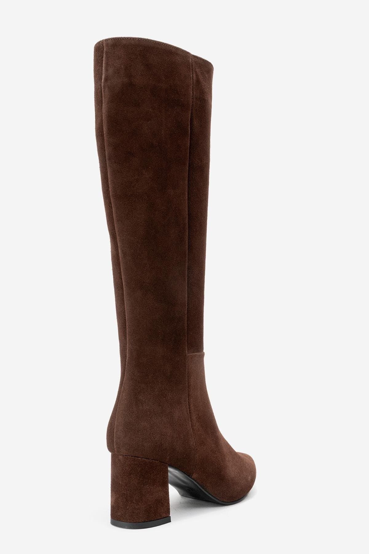 Sejas Leather Block Heel Knee-High Boot, Alternate, color, Brown Suede Leather
