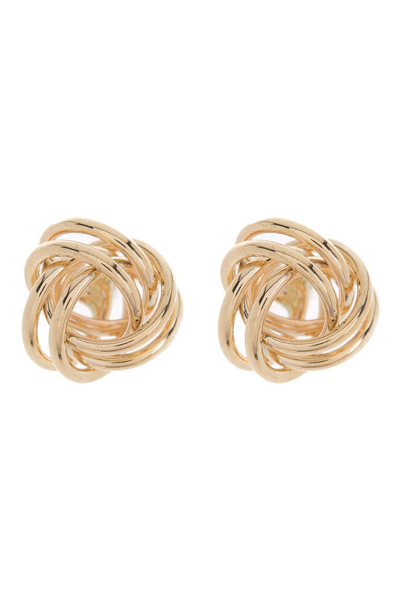 14K Yellow Gold Love Knot Stud Earrings, Main, color, GOLD