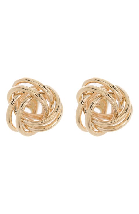 14K Yellow Gold Love Knot Stud Earrings