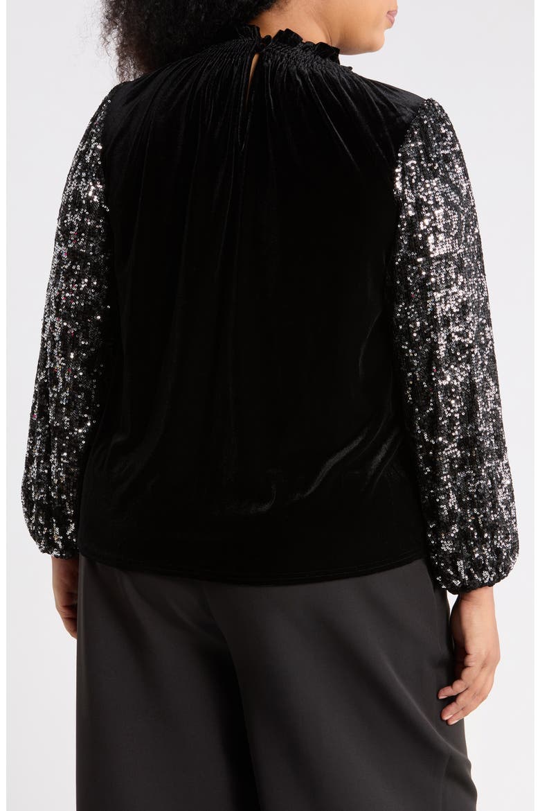 Michelle Velvet Top, Alternate, color, BLACK-SILVER