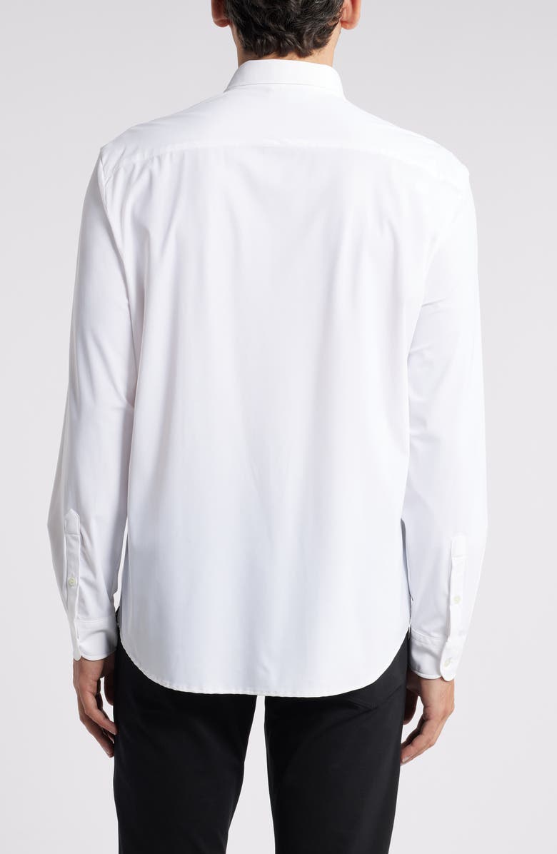Emporio Armani Solid White Knit Button-Up Shirt, Alternate, color, White