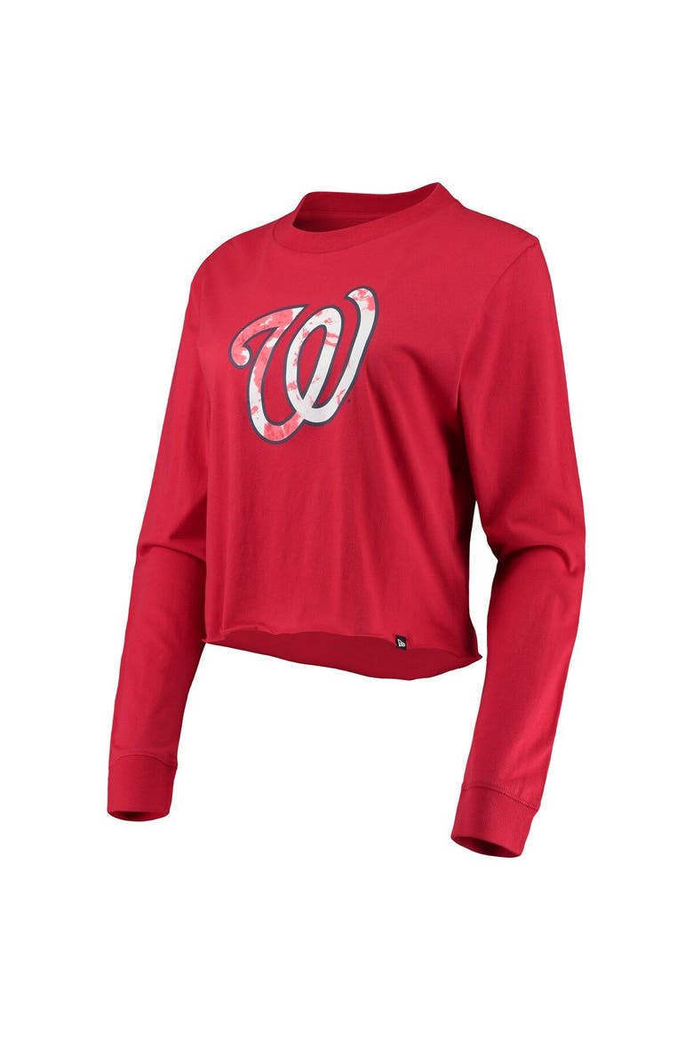 Women's New Era Red Washington Nationals Baby Jersey Cropped Long Sleeve T-Shirt, Alternate, color, Red