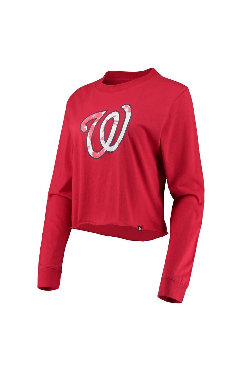 New Era Women's New Era Red Washington Nationals Baby Jersey Cropped Long Sleeve T-Shirt, Alternate, color, Red