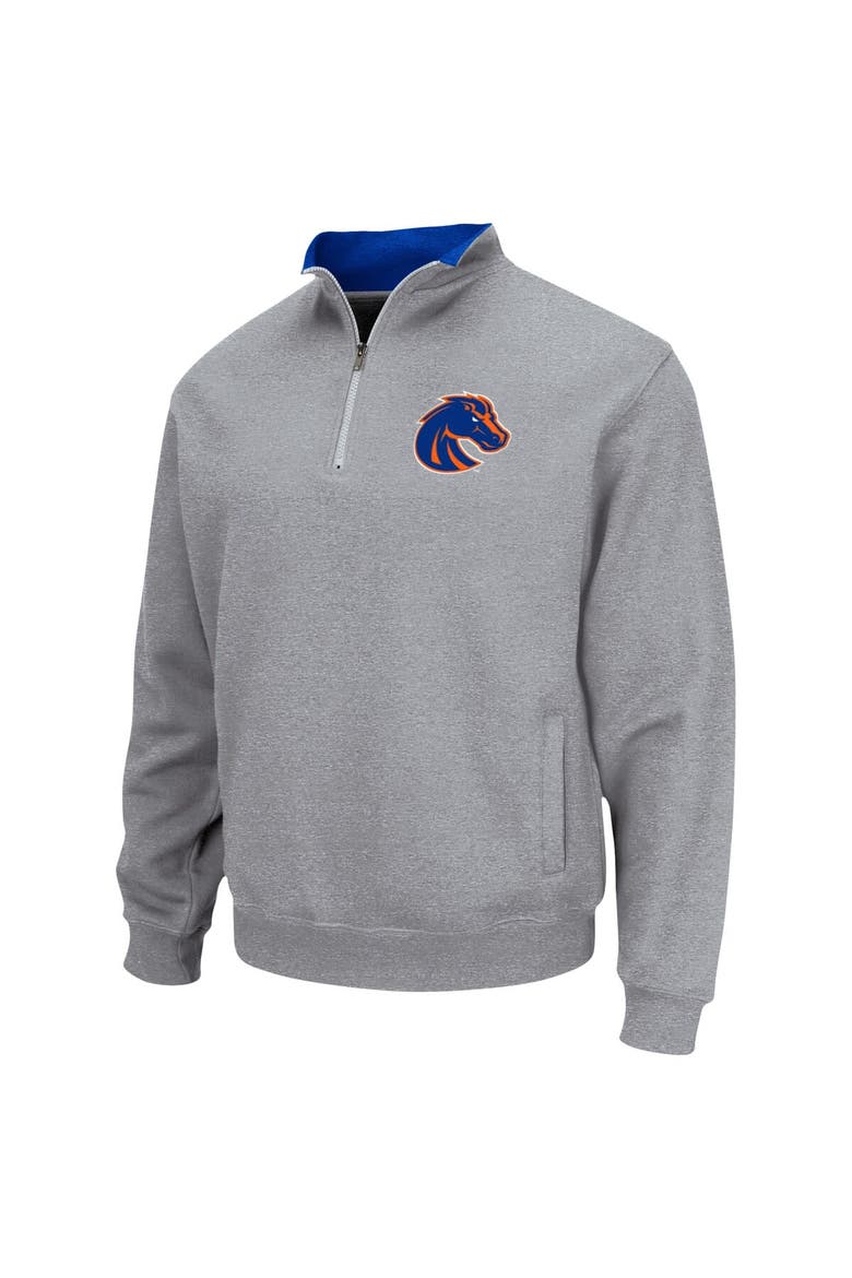 Men's Colosseum Heathered Gray Boise State Broncos Tortugas Team Logo Quarter-Zip Jacket, Alternate, color, Heather Gray