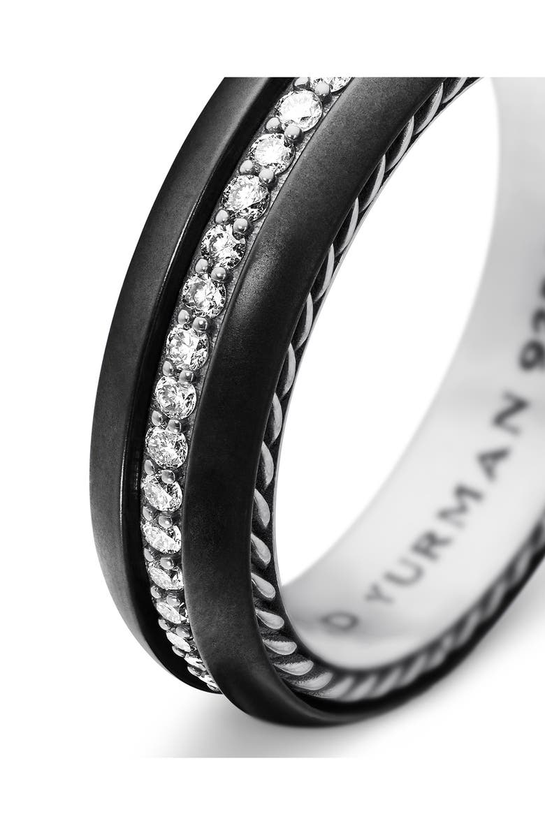 David Yurman Streamline<sup>®</sup> Band Ring in Black Titanium with Diamond, 6mm, Alternate, color,