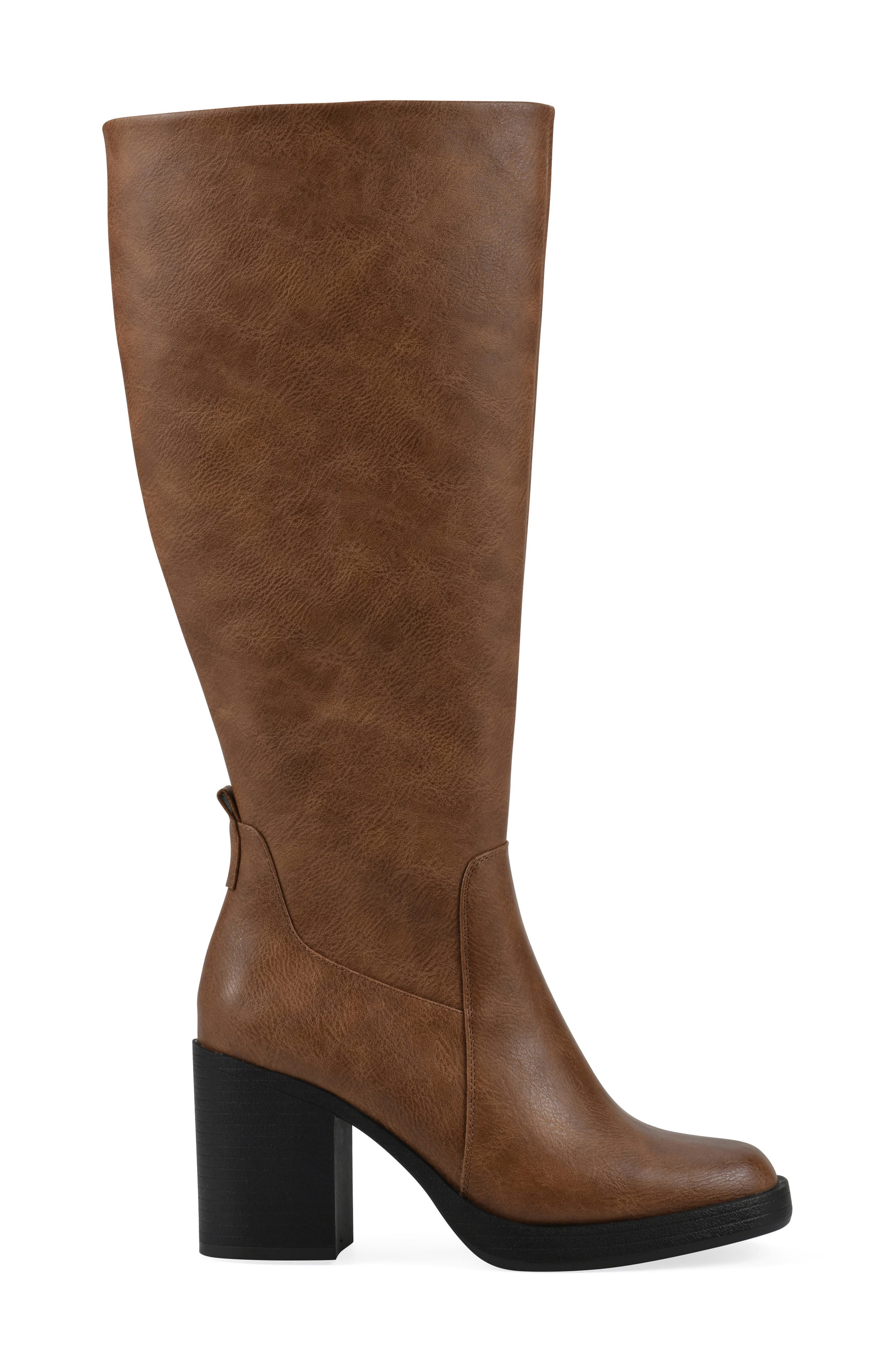 White Mountain Footwear Mackle Tall Shaft Block Heel Boot, Alternate, color, Dark Natural/ Smooth