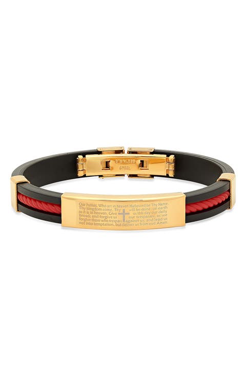 Men's Lord's Prayer 18k Gold Plated Bracelet