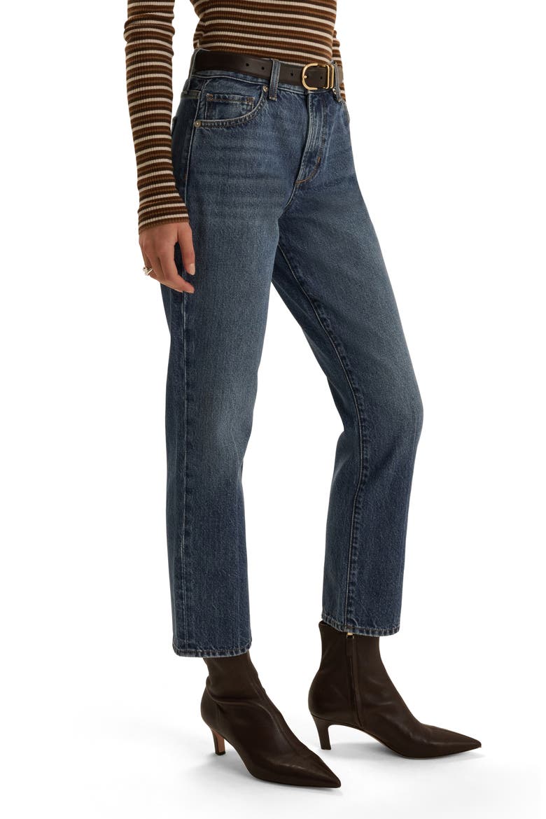 The Dot High Waist Ankle Straight Leg Jeans, Alternate, color, VINTAGE CAMPBELL