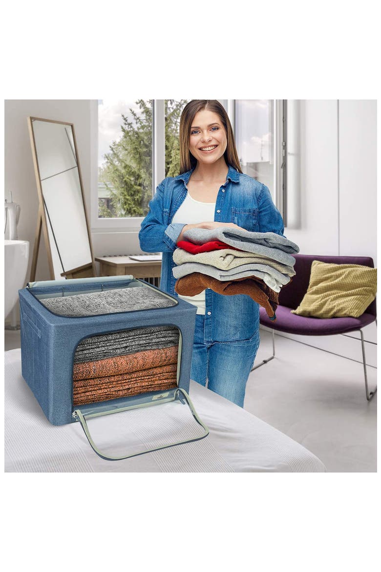 Foldable Storage Box Organizer - Blue - Large - Set of 2, Alternate, color, BLUE
