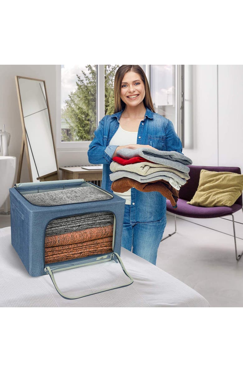 SORBUS Foldable Storage Box Organizer - Blue - Large - Set of 2, Alternate, color, Blue