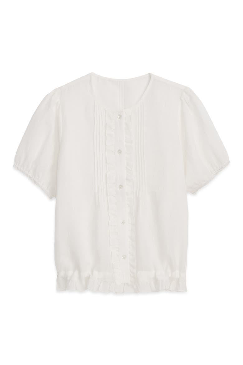 Brittany Ruffle Pintuck Top, Alternate, color, OFF WHITE