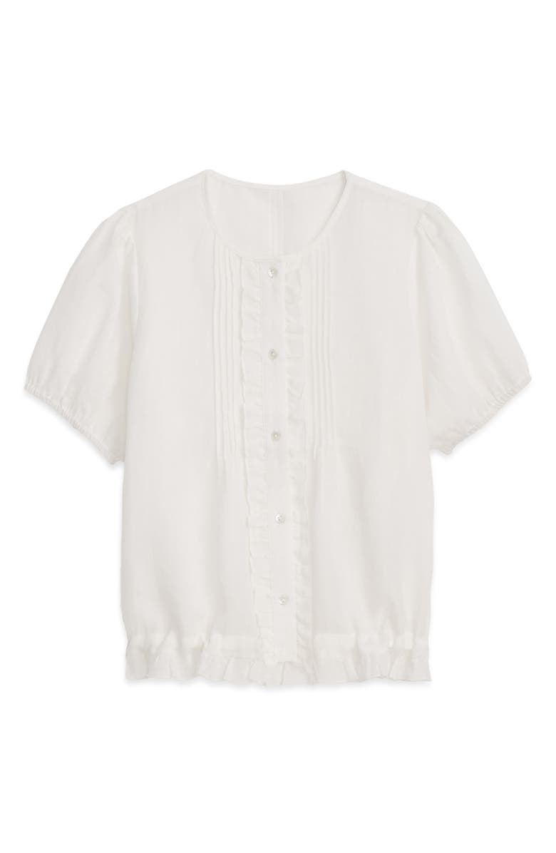 Alex Mill Brittany Ruffle Pintuck Top, Alternate, color, Off White