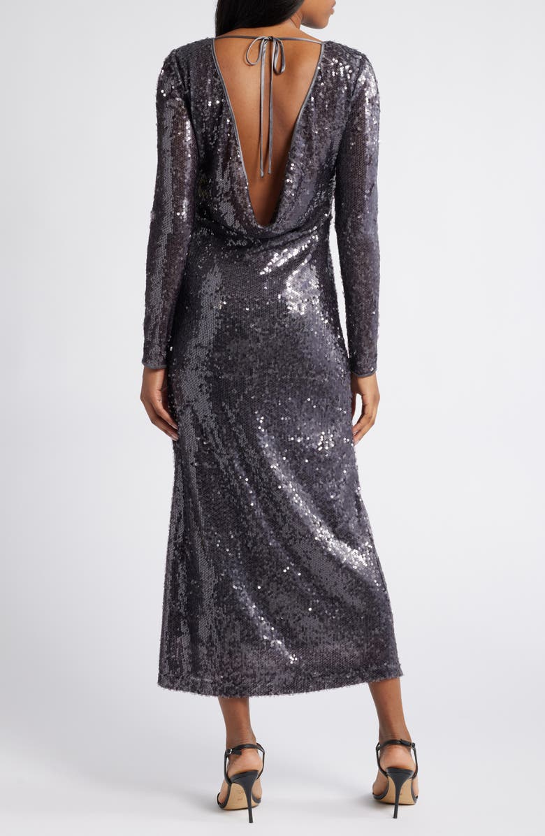 WAYF Kieran Sequin Cowl Back Long Sleeve Cocktail Dress, Alternate, color, 