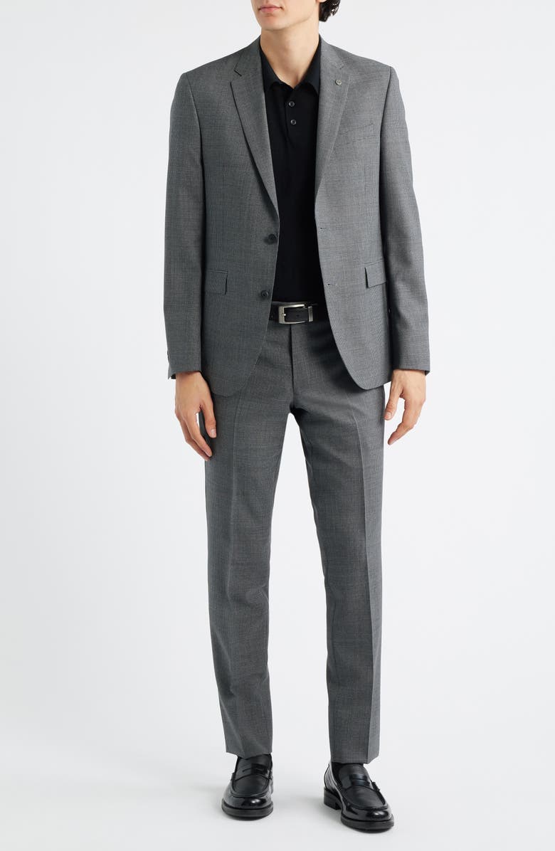 AllSaints Ross Slim Fit Tick Weave Wool Suit, Main, color, Grey