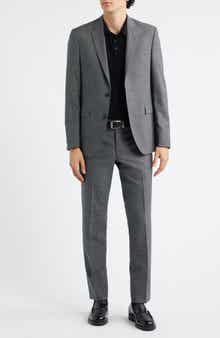 Ross Slim Fit Tick Weave Wool Suit