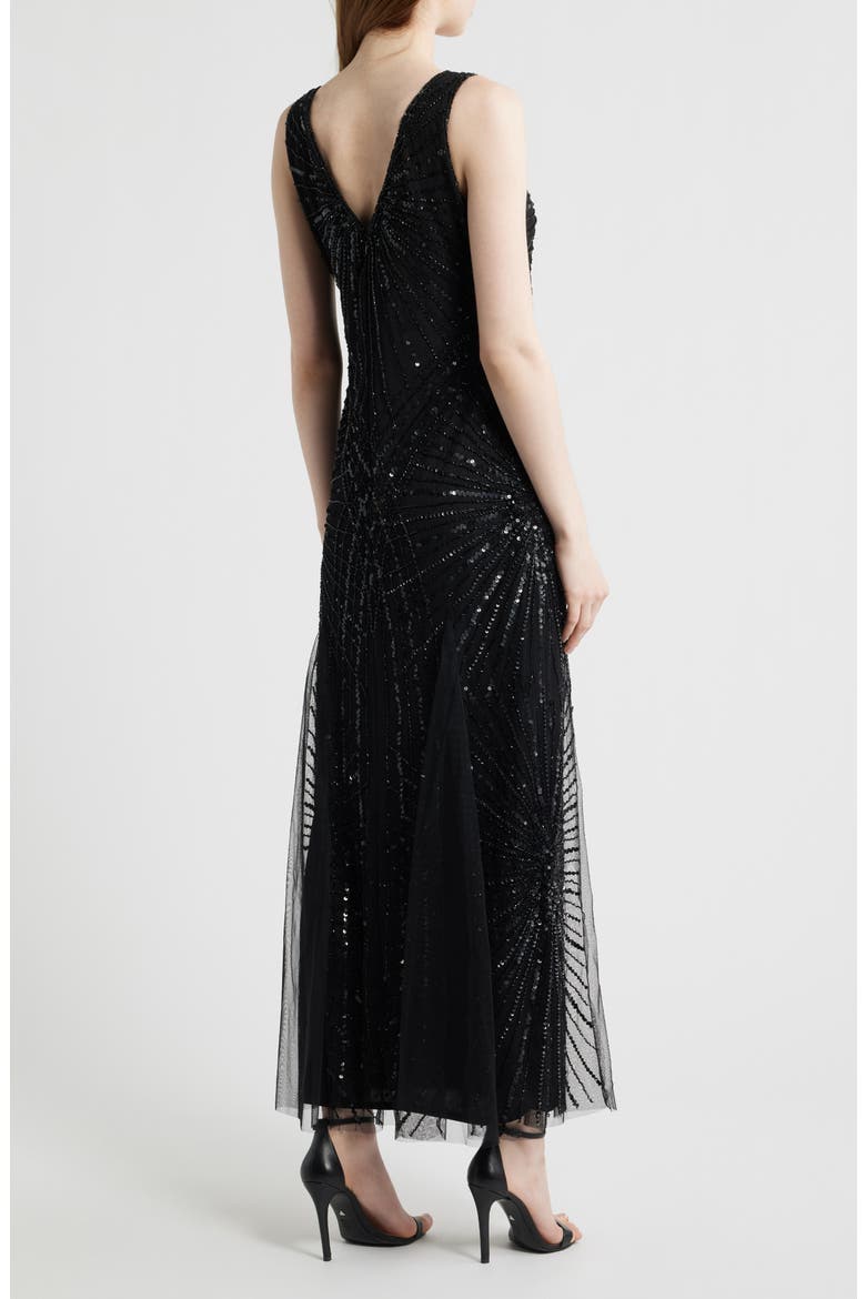 Beaded Sleeveless Tulle Gown, Alternate, color, BLACK 001