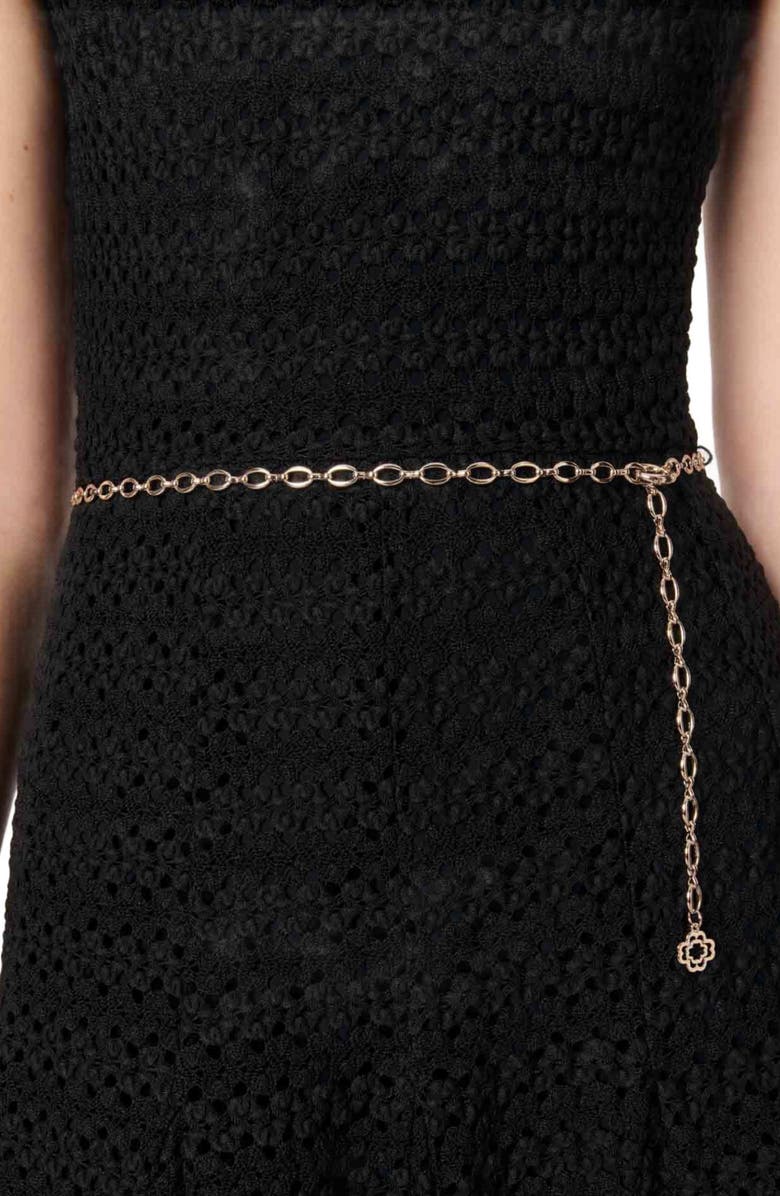 maje Crochet-knit maxi dress, Alternate, color, Black