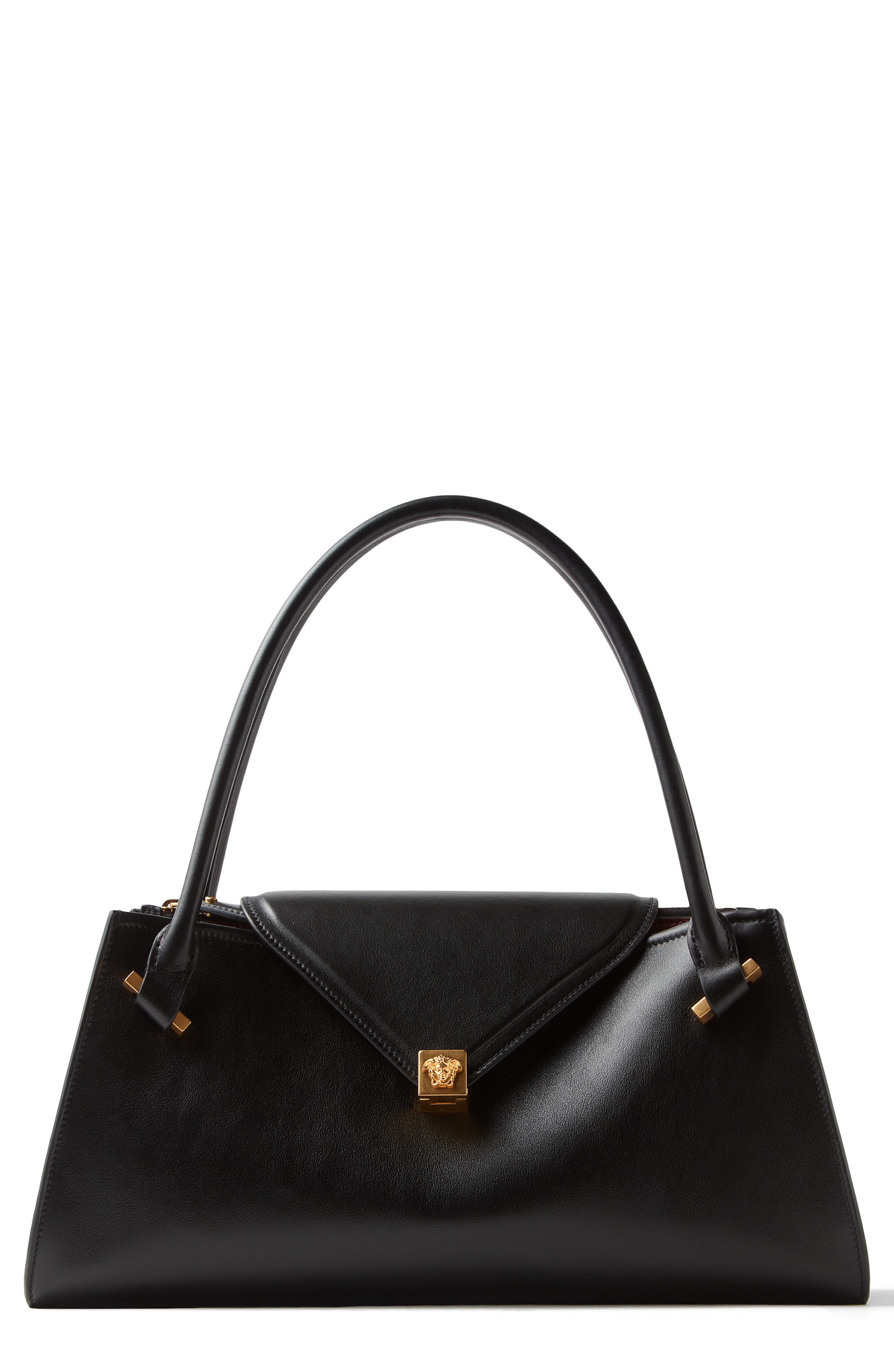 Medium Severine Top Handle Bag, Main, color, BLACK VIBRATED GOLD