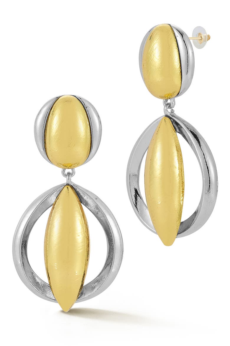 Two-Tone Drop Earrings, Main, color, GOLD