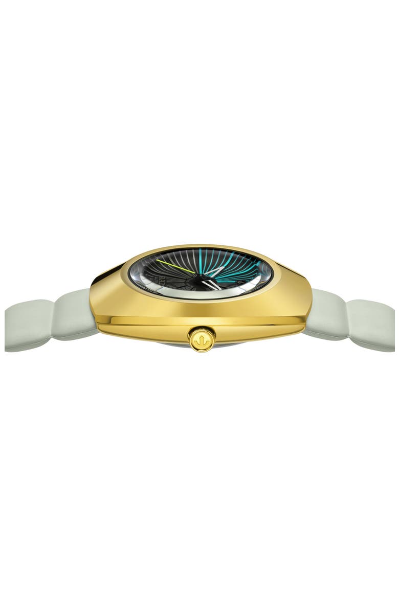 DiaStar Original x Tej Chauhan Automatic Rubber Strap Watch, 38mm, Alternate, color, GOLD