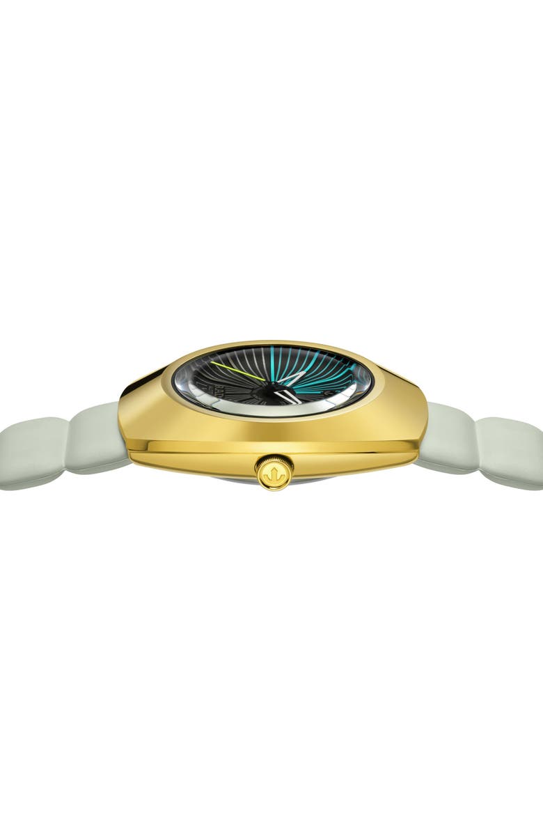 RADO DiaStar Original x Tej Chauhan Automatic Rubber Strap Watch, 38mm, Alternate, color, Gold