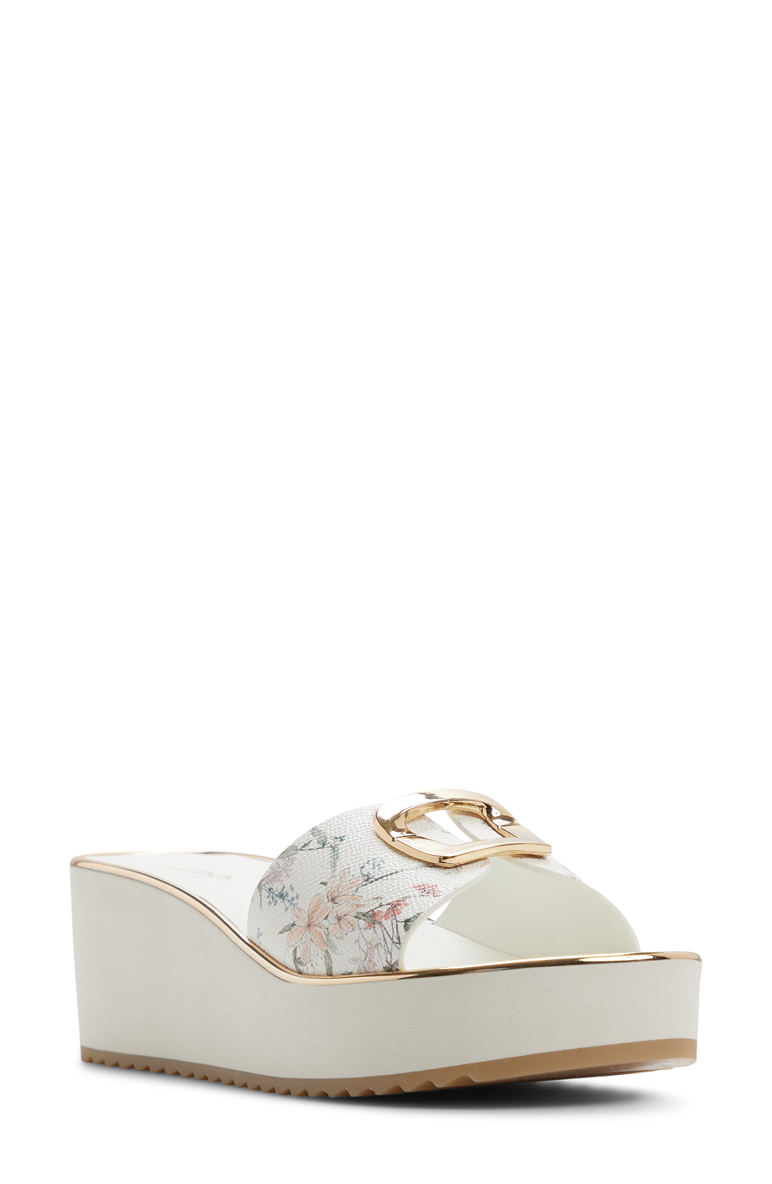 ALDO Menhaden Platform Wedge Slide Sandal, Main, color, White Multi