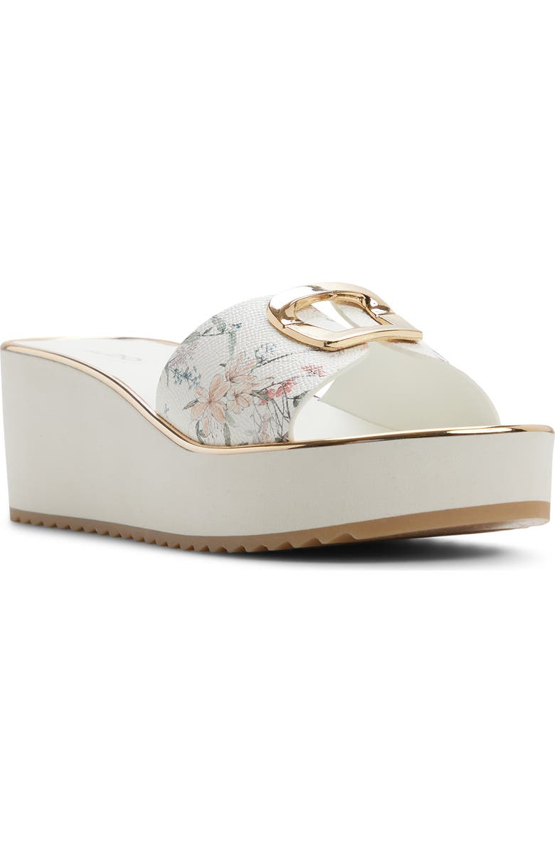 ALDO Menhaden Platform Wedge Slide Sandal, Main, color, White Multi