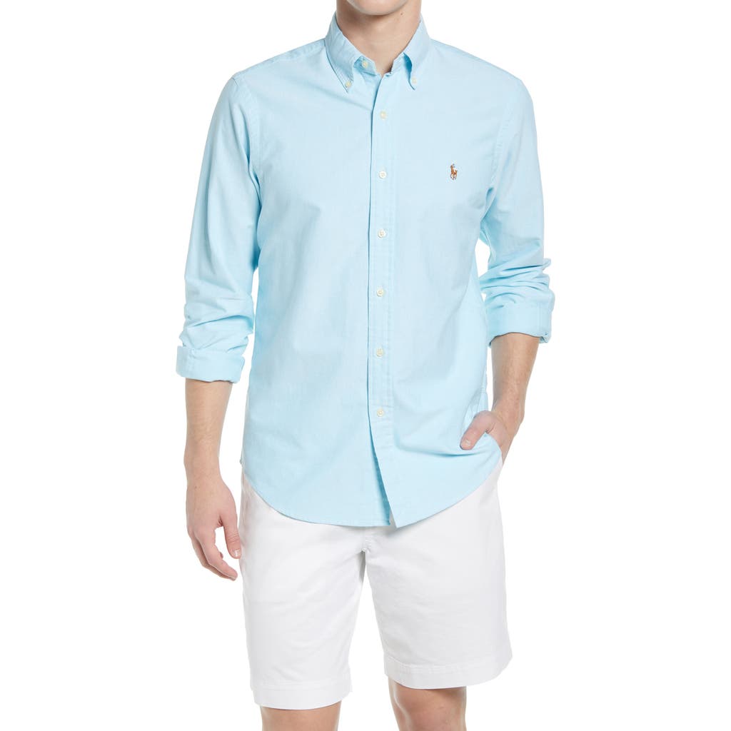 Polo Ralph Lauren Classic Oxford Button-down Sport Shirt In Aegean Blue