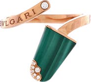 Pre-Owned Bvlgari Gelati Ring 18K Rose Gold with Malachite and Diamonds