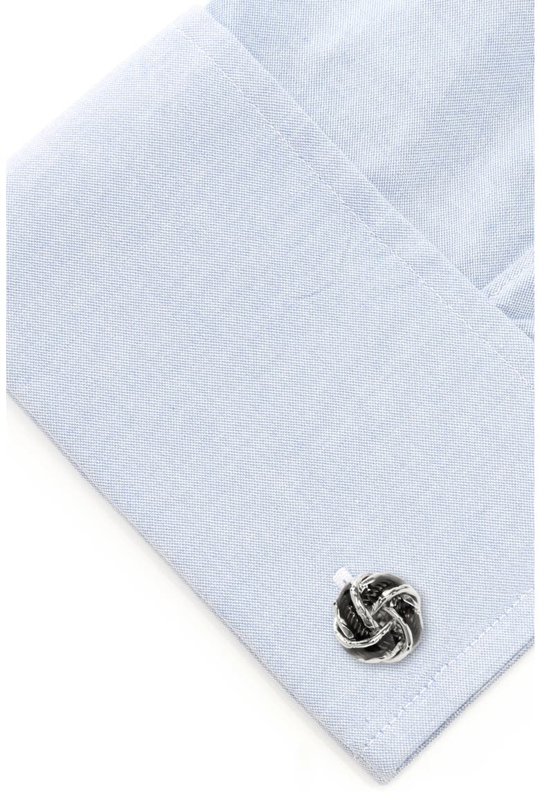 Knot Cuff Links, Alternate, color, BLACK