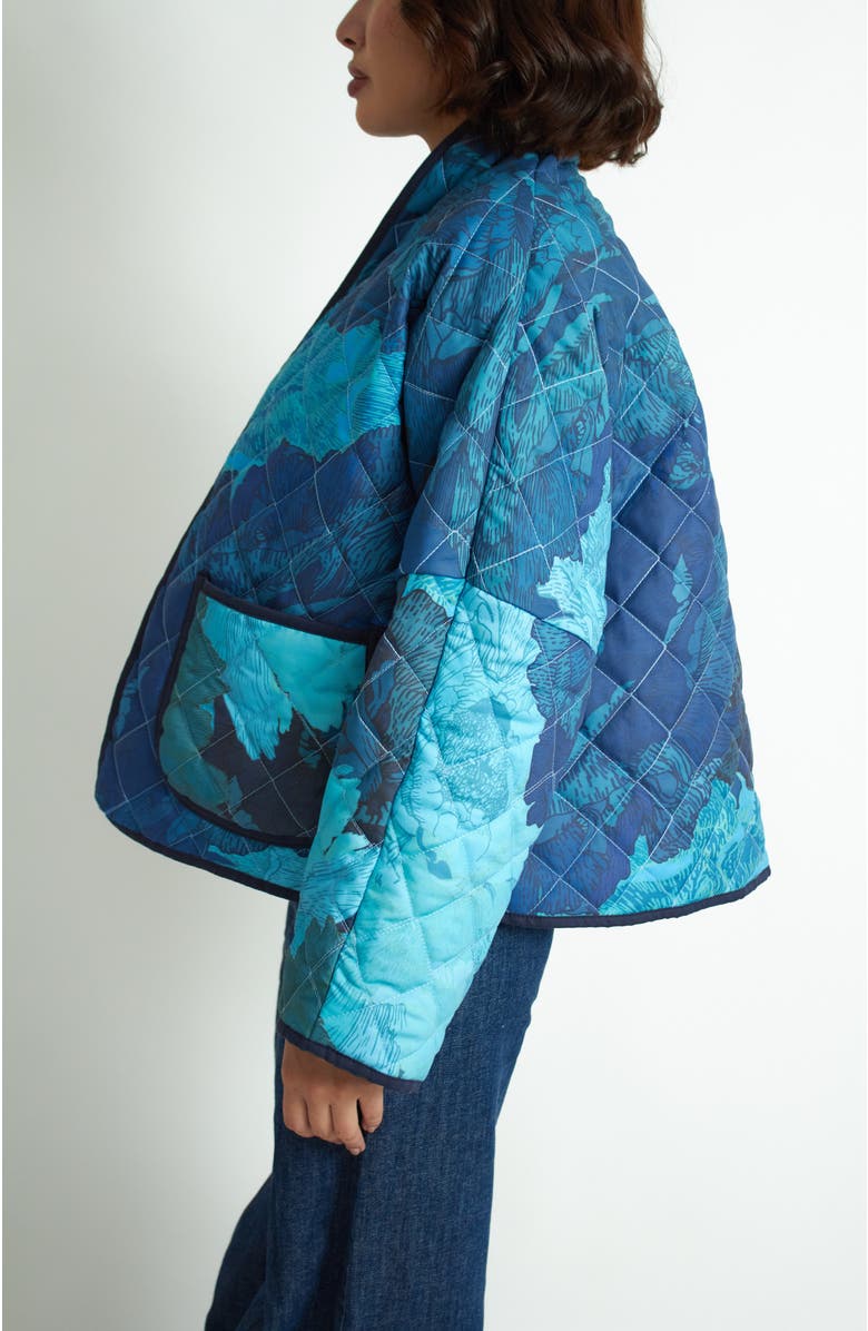 Florencia Davalos Marcia Reversible Jacket, Alternate, color, Floral Camo Blue And Green