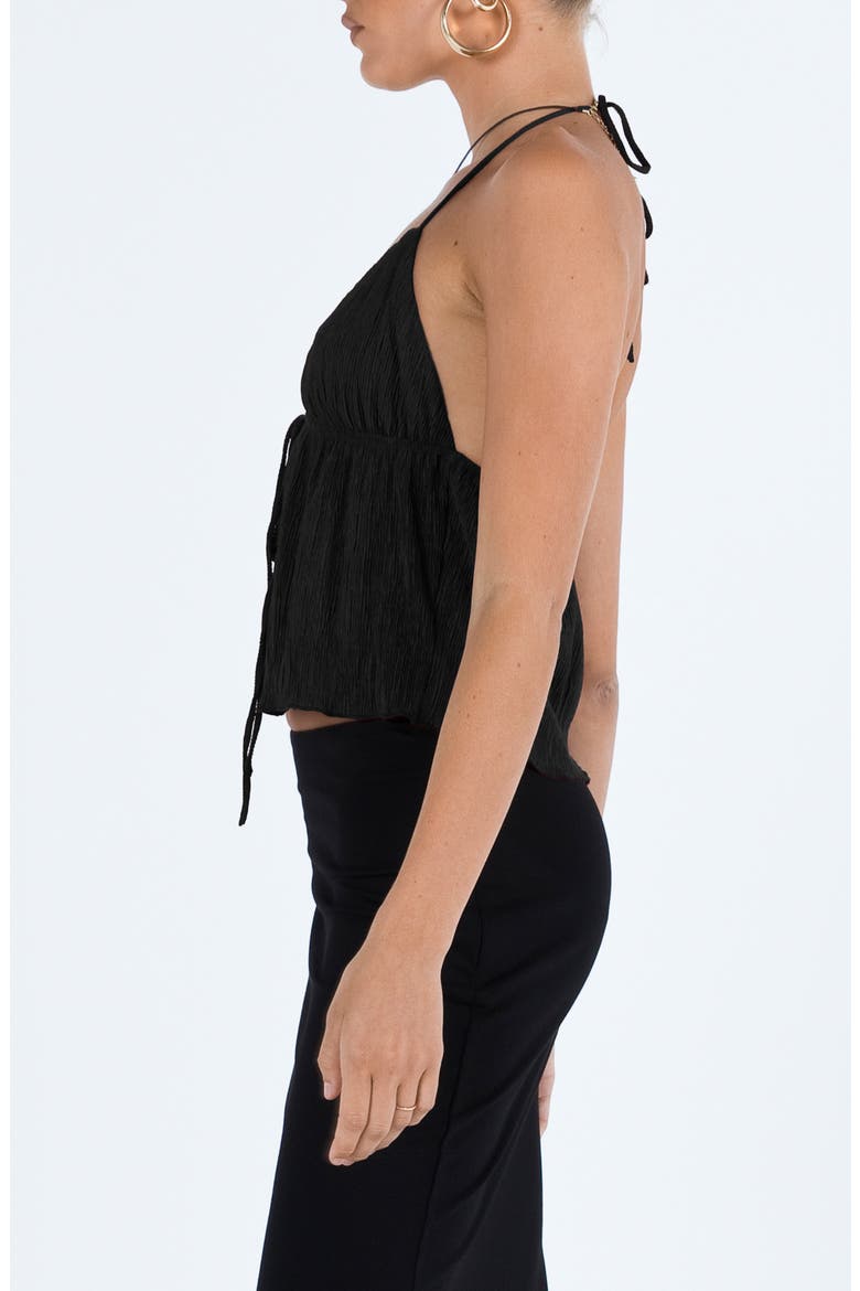Chantria Split Tie Front Halter Top, Alternate, color, BLACK