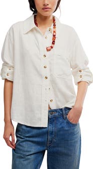 Free People Laurel Linen Blend Button-Up Shirt