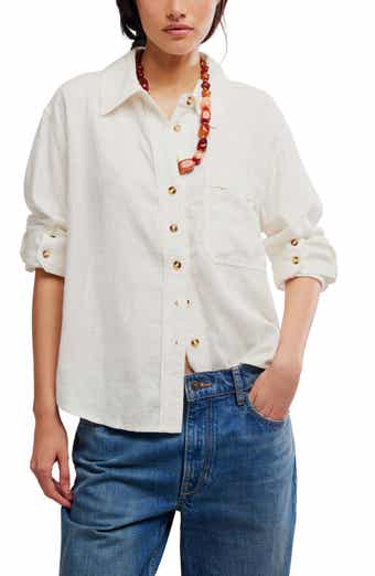Free People Laurel Linen Blend Button-Up Shirt