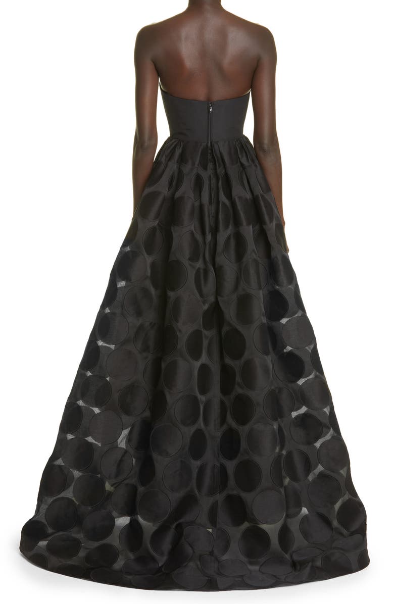 Carolina Herrera Fil Coupé Polka Dot Strapless Ballgown, Alternate, color,