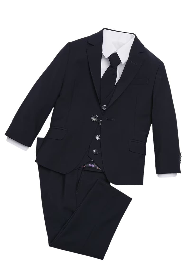 Kids' Luxor 5-Piece Slim Fit Suit, Main, color, Midnight Navy