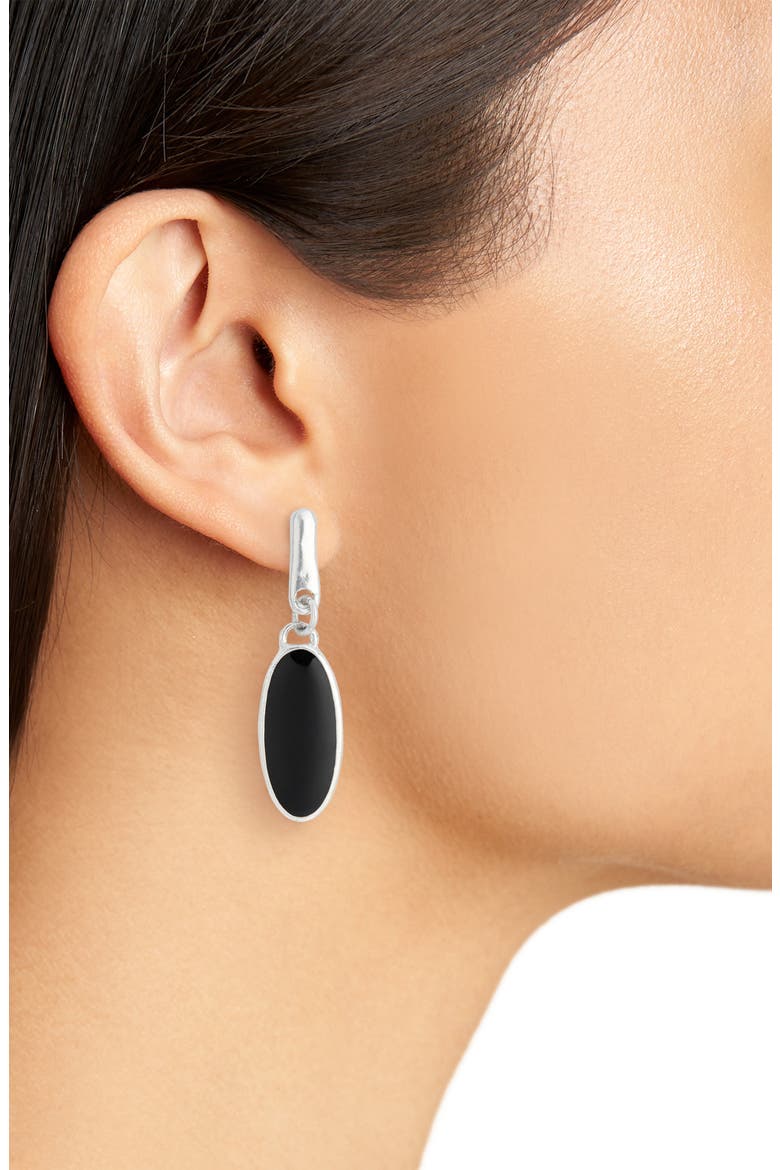 Enamel Drop Earrings, Alternate, color, SILVER