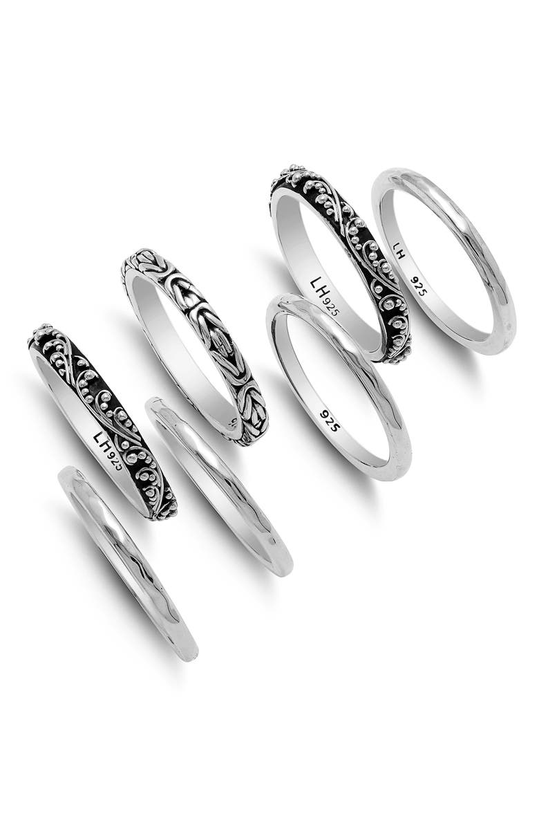Lois Hill Hammered Scroll Set of 7 Stacking Rings, Main, color,