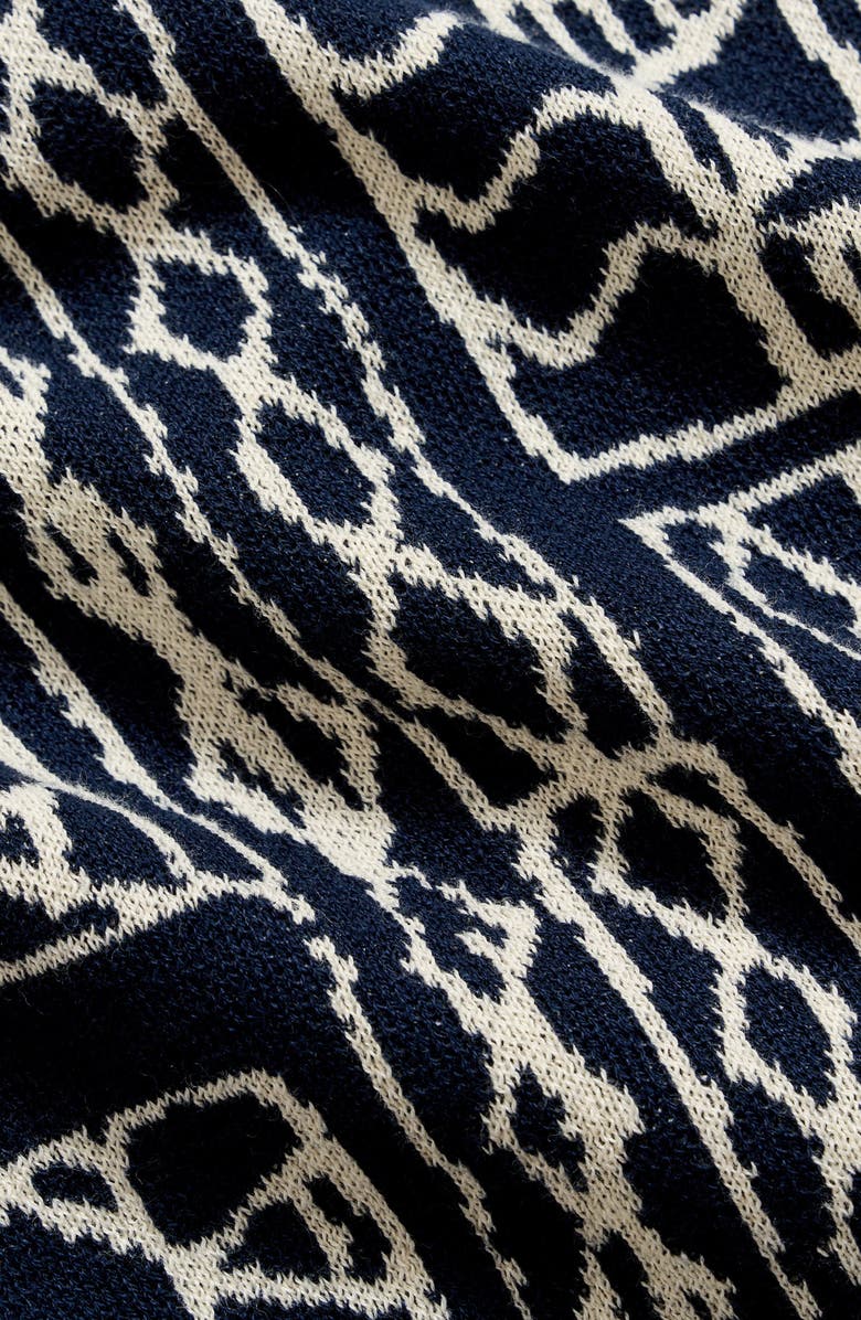 Billy Reid Geo Stitch Cotton Sweater Polo, Alternate, color, Carbon Blue/ Tinted White