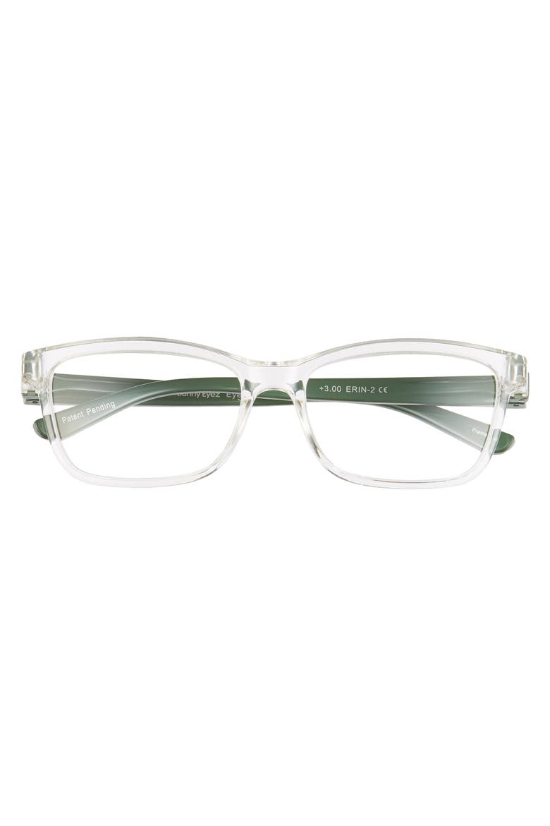 The Erin 47mm Reading Glasses, Alternate, color, CRYSTAL ICE/ FOREST GREEN