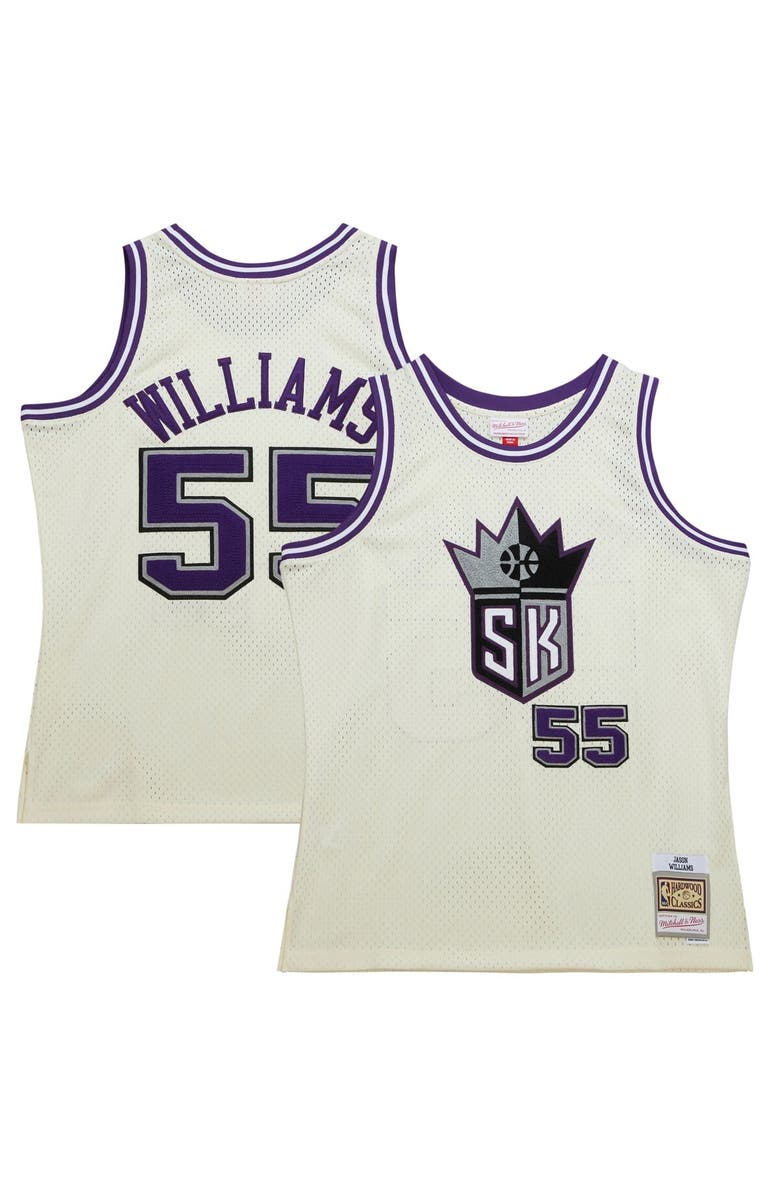 Mitchell & Ness Men's Mitchell & Ness Jason Williams Cream Sacramento Kings Chainstitch Swingman Jersey, Alternate, color,
