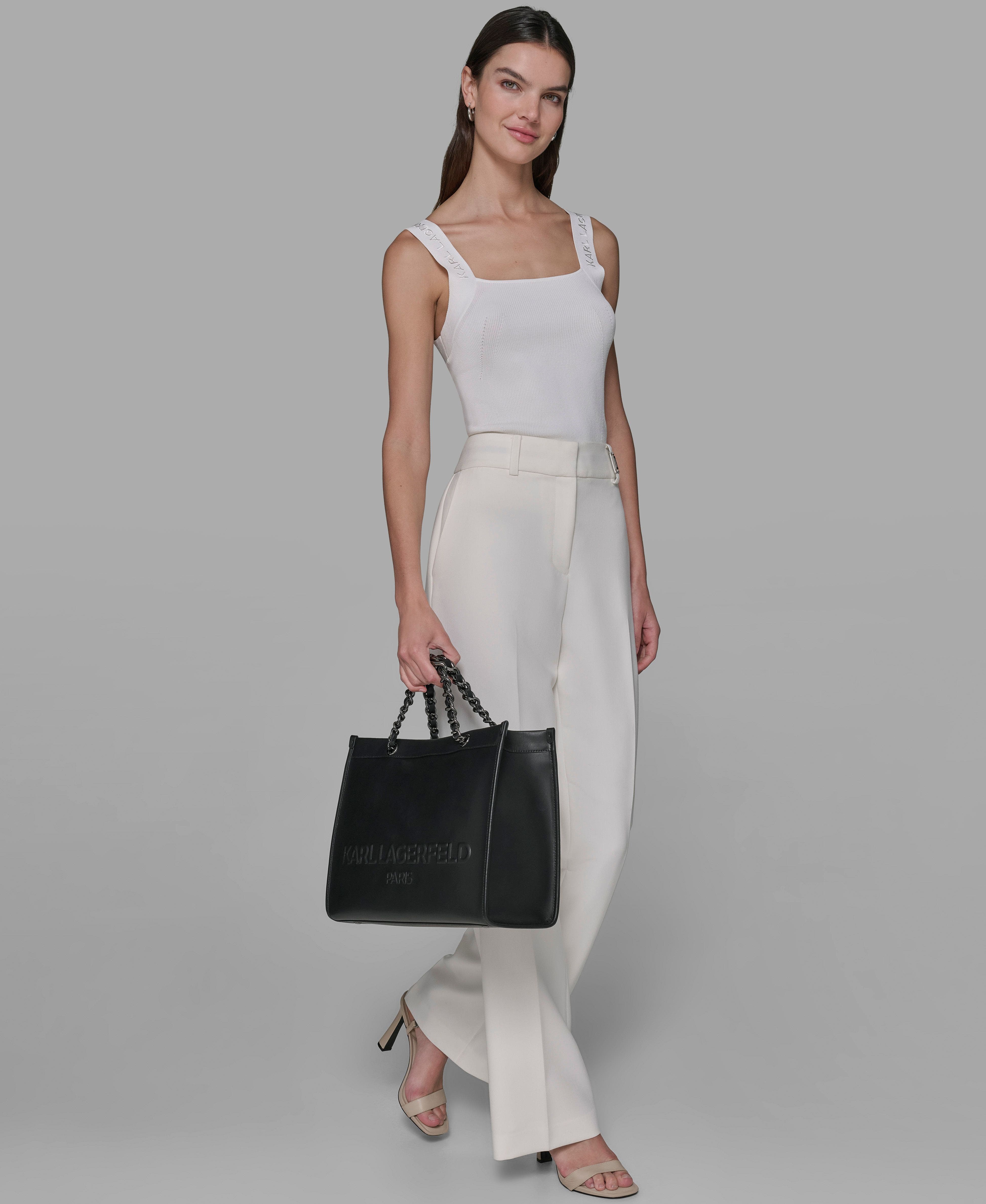 KARL LAGERFELD PARIS Savoie Tote, Alternate, color, Black