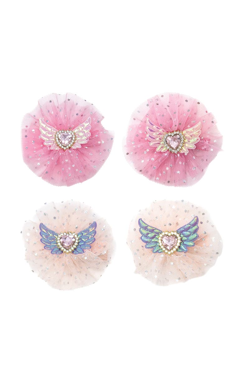 Angel Sparkle Wings Hair Clip Set of 4, Main, color, Ivory & Rose Pink