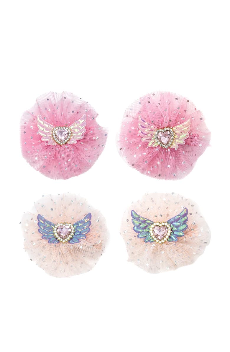 Puttisu Angel Sparkle Wings Hair Clip Set of 4, Main, color, Ivory & Rose Pink