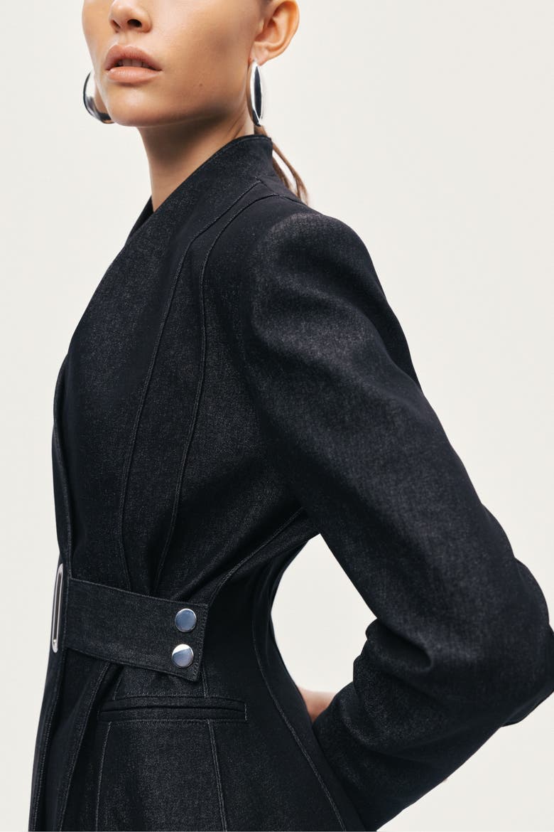 Women's Sharply Tailored Belt Detailed Blazer, Alternate, color, Black