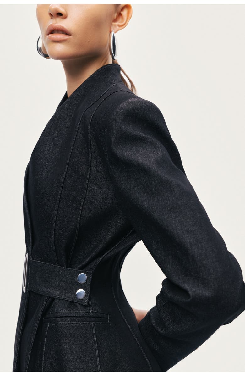 Nocturne Women's Sharply Tailored Belt Detailed Blazer, Alternate, color, Black