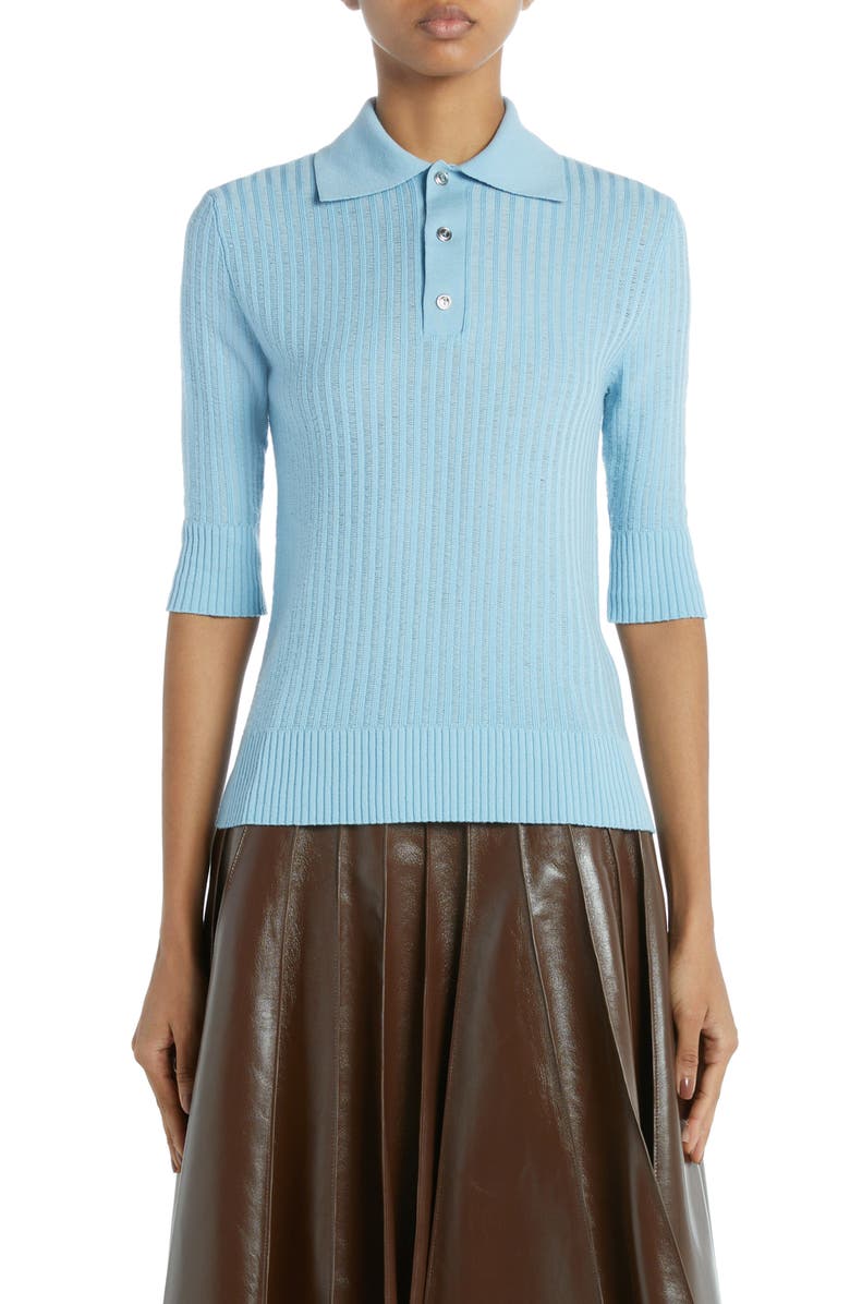 Bottega Veneta Wool Rib Polo Sweater, Main, color, 