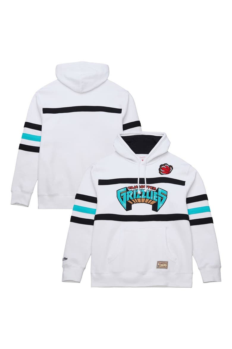 Men's Mitchell & Ness White Vancouver Grizzlies Hardwood Classics Nights Head Coach Pullover Hoodie, Main, color, White