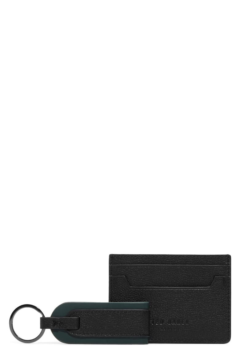 Cavendish Card Holder Wallet & Key Ring Set, Main, color, BLACK